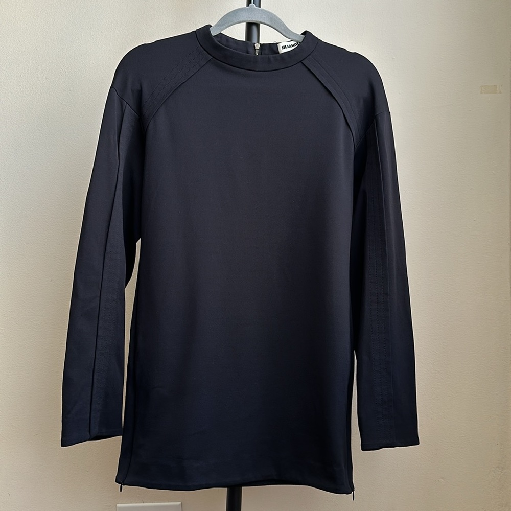 Jil Sander long sleeve top tunic  back and sides zipper size 36 made in Italy